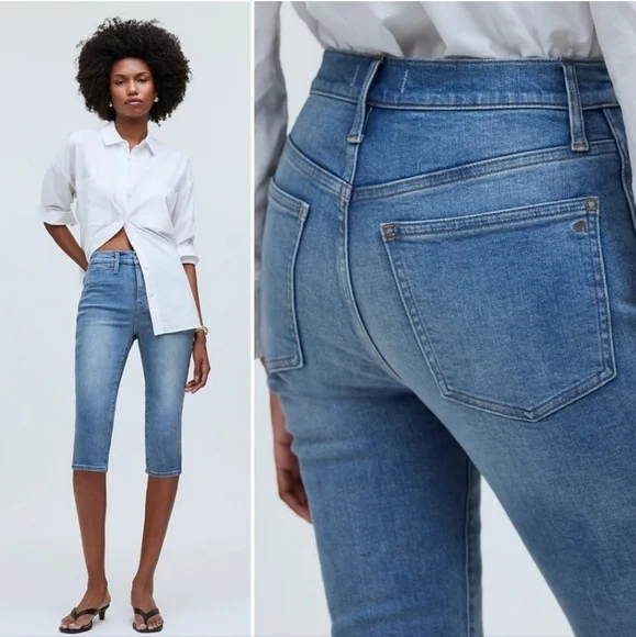Madewell The 90s Knee-Length Capri Jeans 28R Retro Pockets Cayer Wash - Picture 1 of 16
